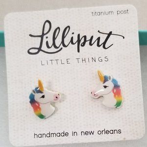 NIB Lilliput Unicorn stud earrings